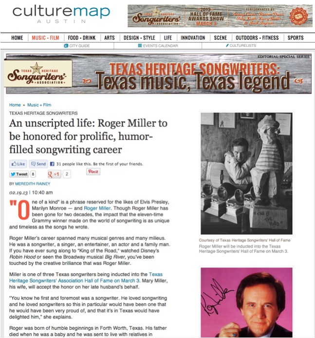 Roger Miller feature on CultureMap Austin